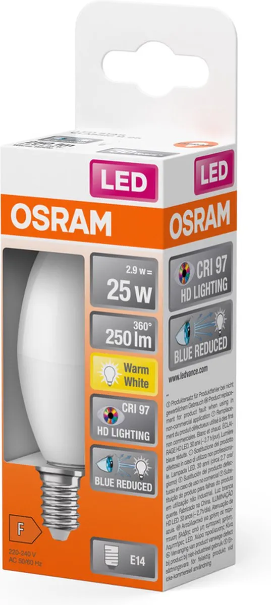 Osram LED-lamp E14 2,8W Warm Wit 2700K - afbeelding 6 van 6