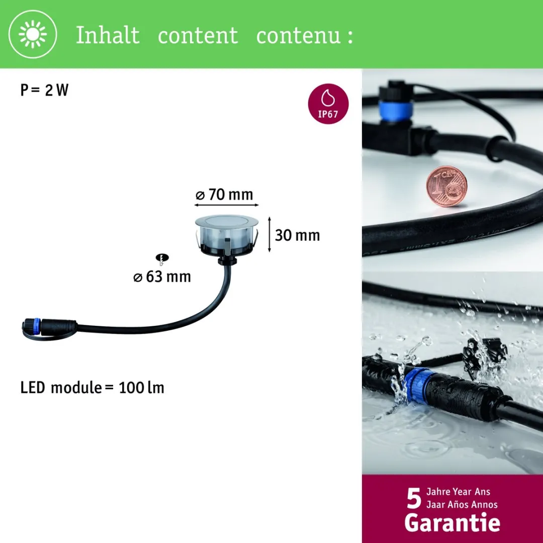 Paulmann Plug & Shine Floor LED Grondinbouwlamp 2W 2200K - Zilver