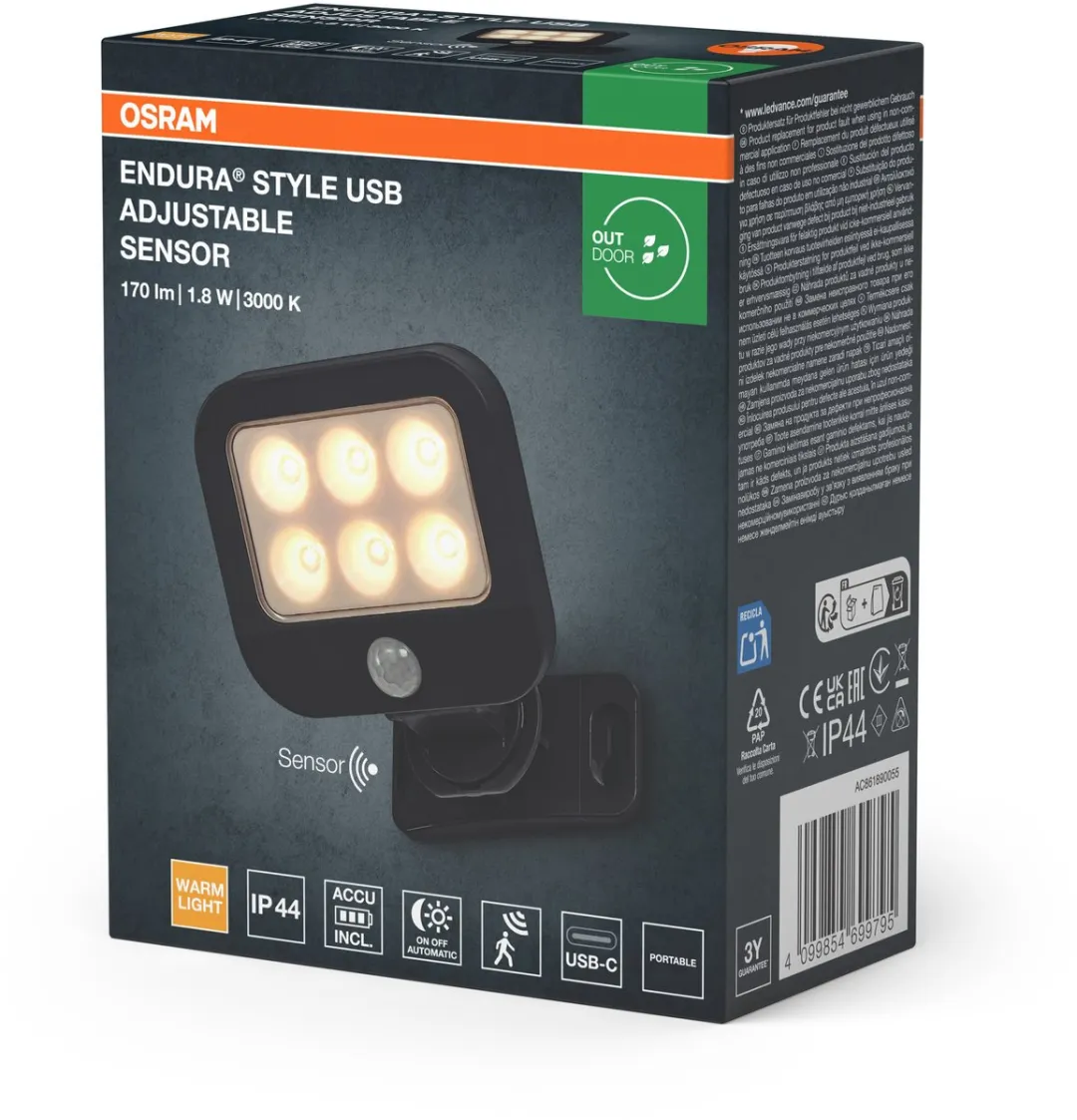 Osram Endura Style USB Sensor Up-Down - Warm wit 3000K - Dark grey - afbeelding 6 van 6