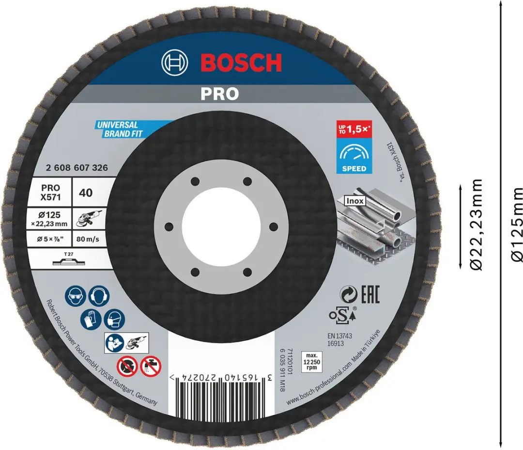Bosch X571 Lamellenschuurschijf 2608607326 - 125mm, 40 - afbeelding 6 van 6