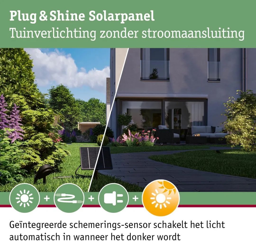 Paulmann Plug & Shine Zonnepaneel 21W IP44 - Antraciet