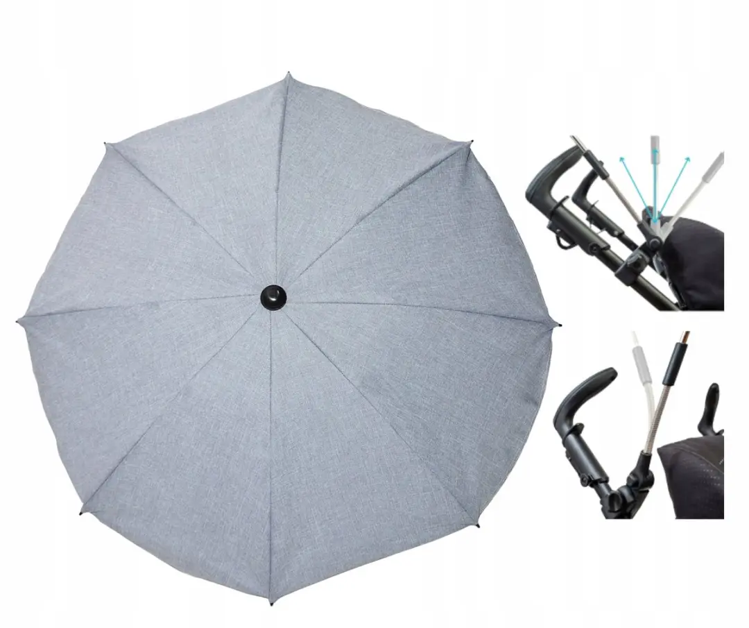 Lichtgrijze kinderwagen parasol met UV50+ bescherming, 75cm