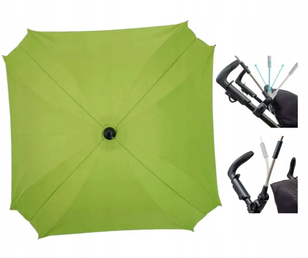 Groene Kinderwagen Parasol UV50+ Vierkant 62cm