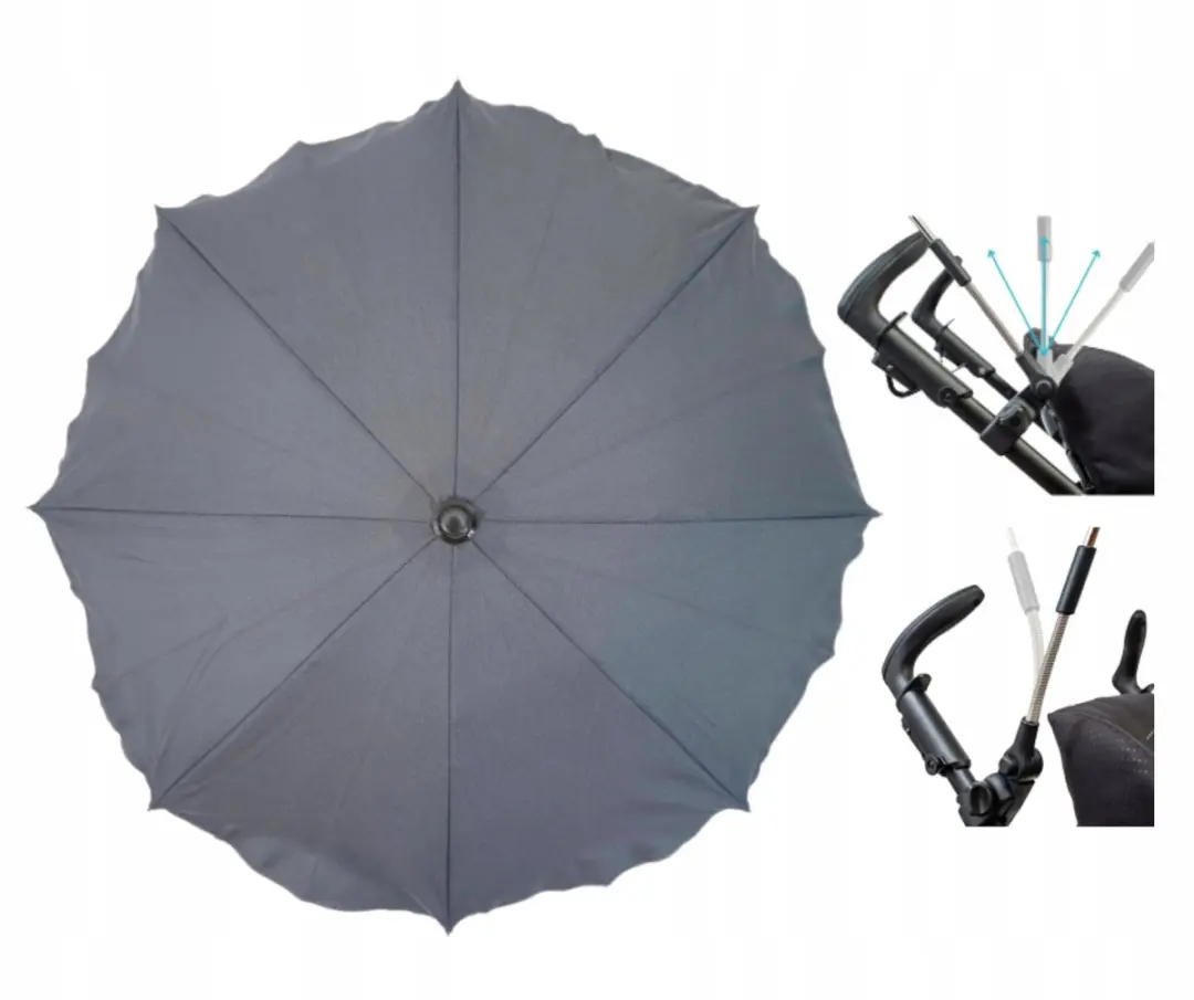 Grijze Kinderwagenparasol Rond UV50+ 75cm