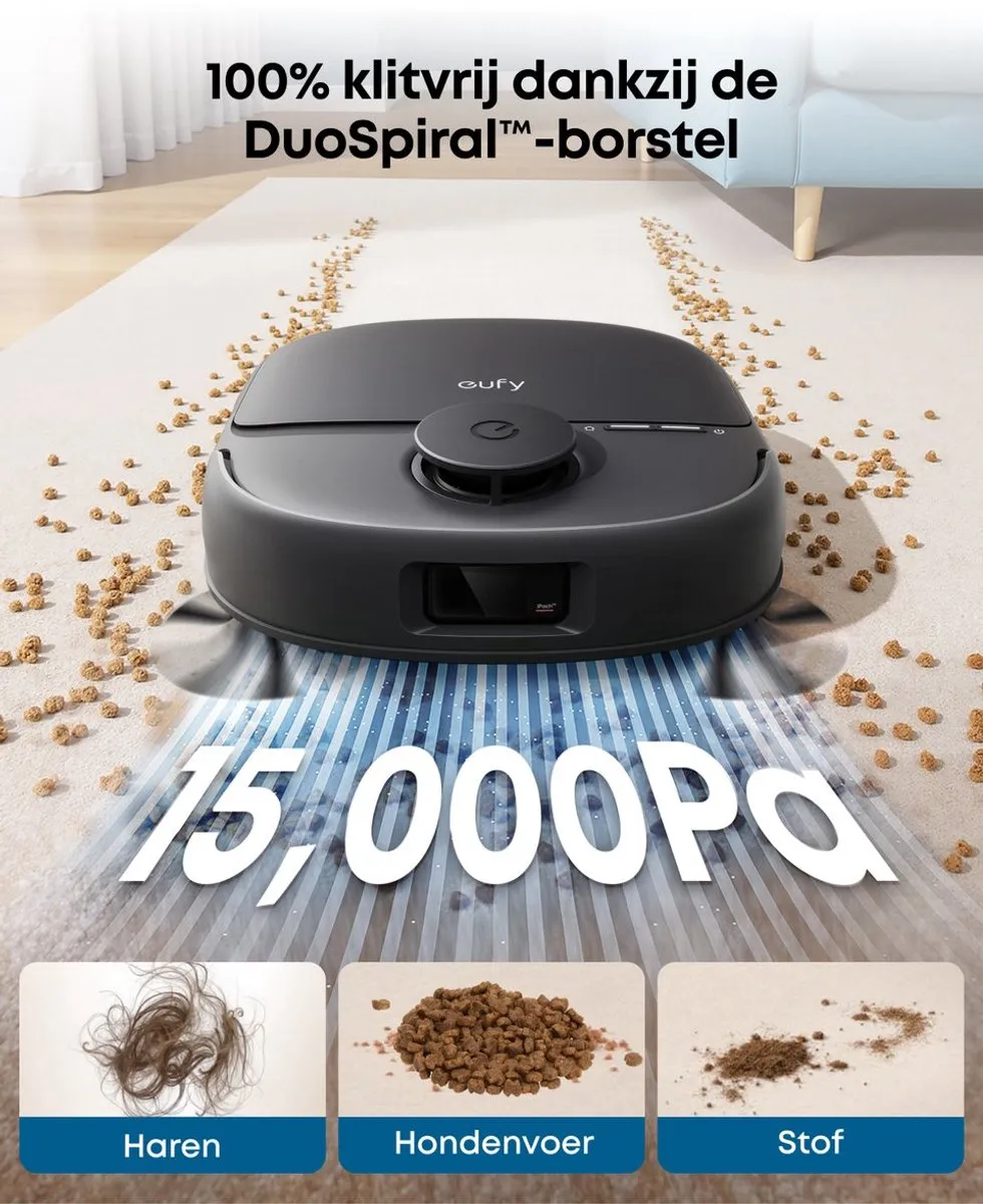 Eufy Omni C28 Robotstofzuiger & Dweil - 15.000 Pa - Zwart