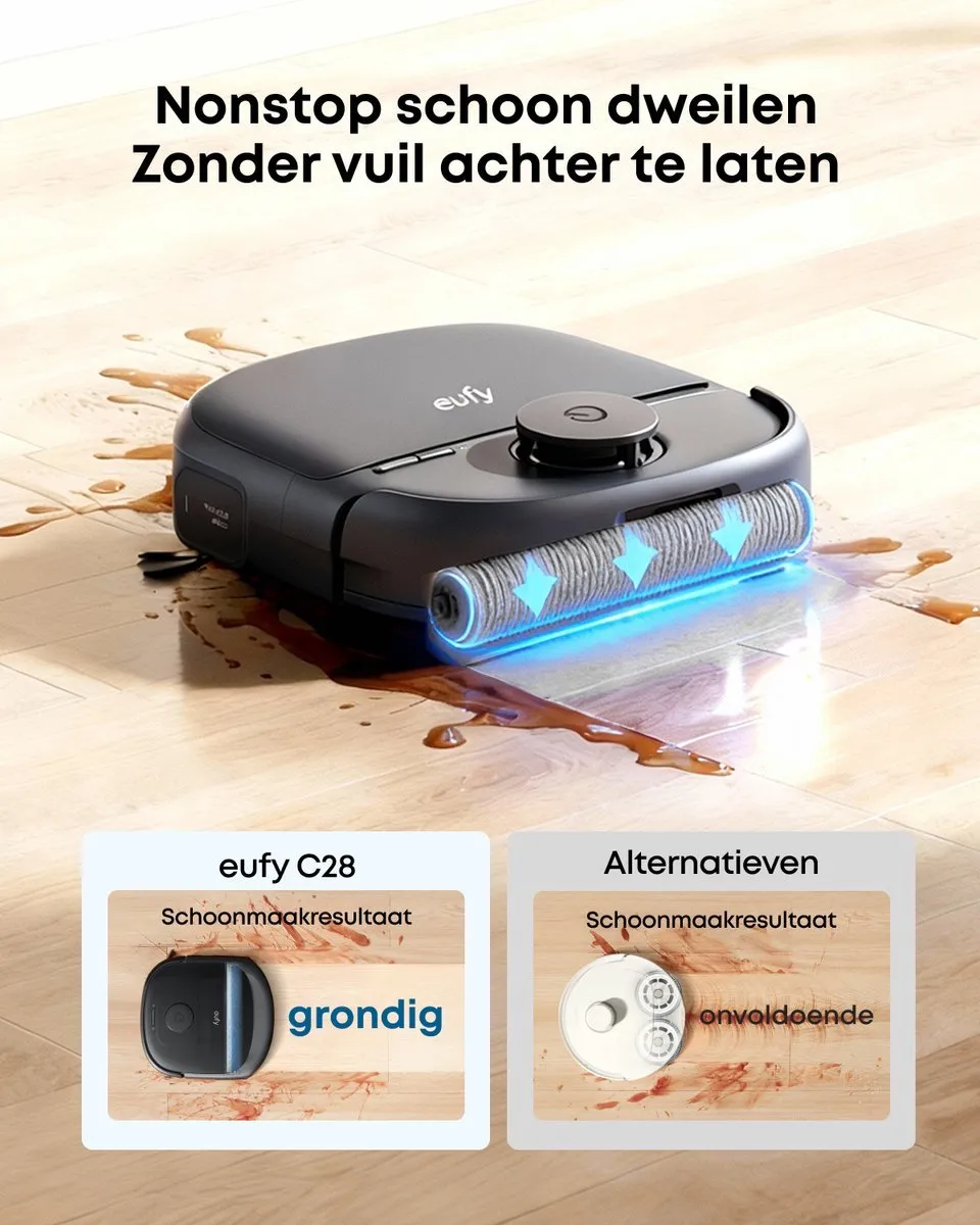 Eufy Omni C28 Robotstofzuiger & Dweil - 15.000 Pa - Zwart
