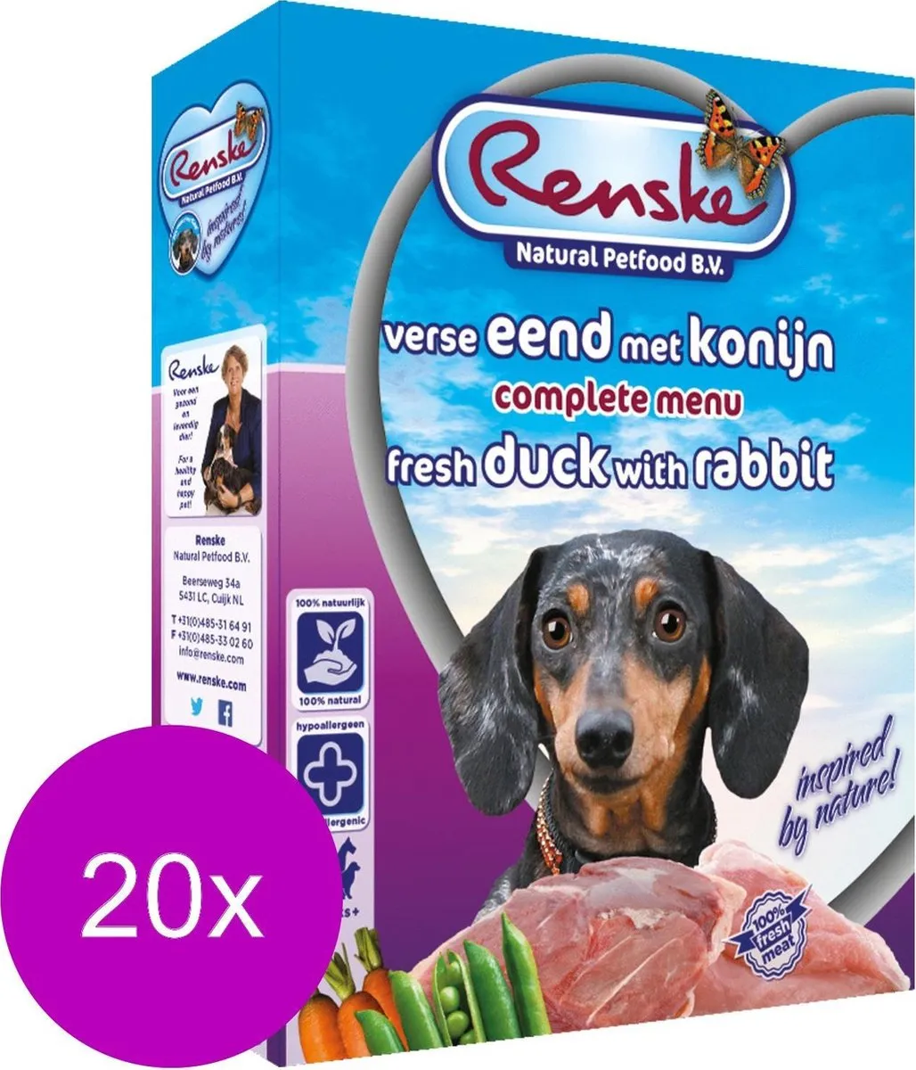 Renske Senior Hondenvoer 20x Konijn & Eend 395g