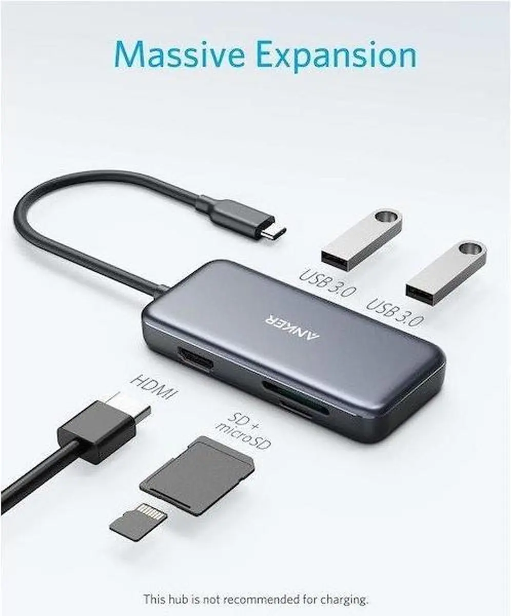 Anker USB-C Hub A8334 - 5-in-1 - Zwart - afbeelding 3 van 6