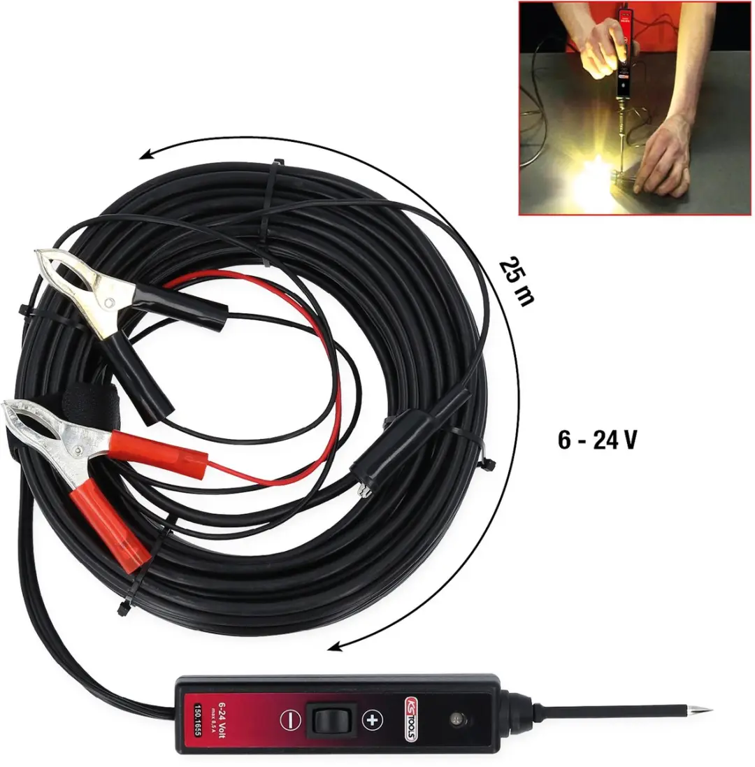 KS Tools 150.1655 Functietestlamp 6-24V DC - 25m kabel - afbeelding 5 van 5