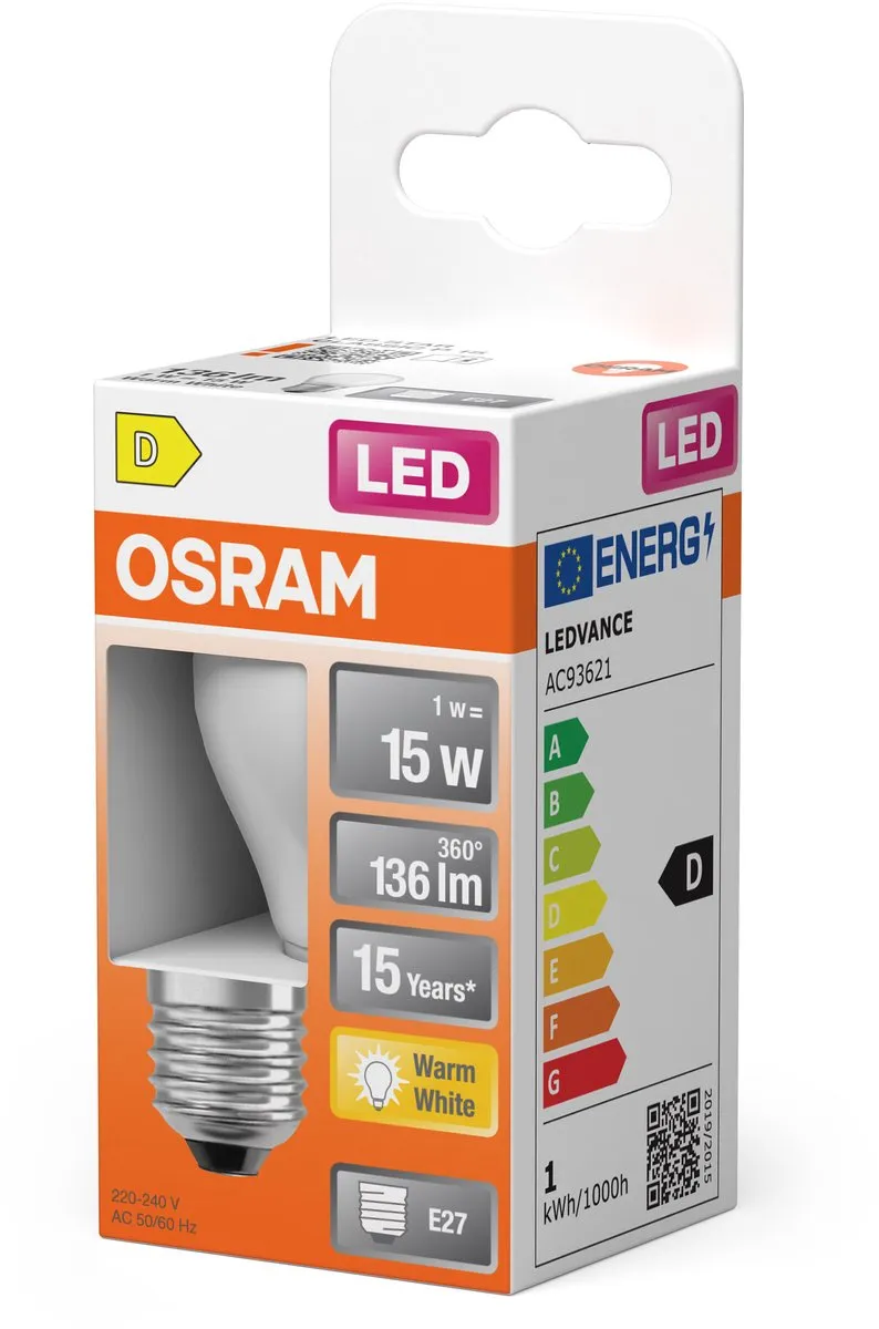 Osram LED Star Globe P15 Filament 1W - 2700K Mat - E27 - 136lm
