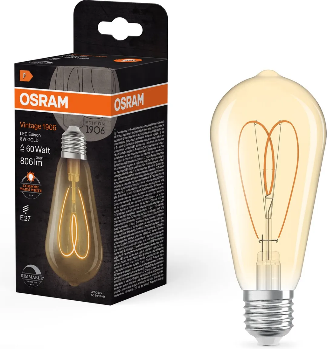 Osram Vintage 1906 LED E27 8W - 806lm - Zeer Warm Wit