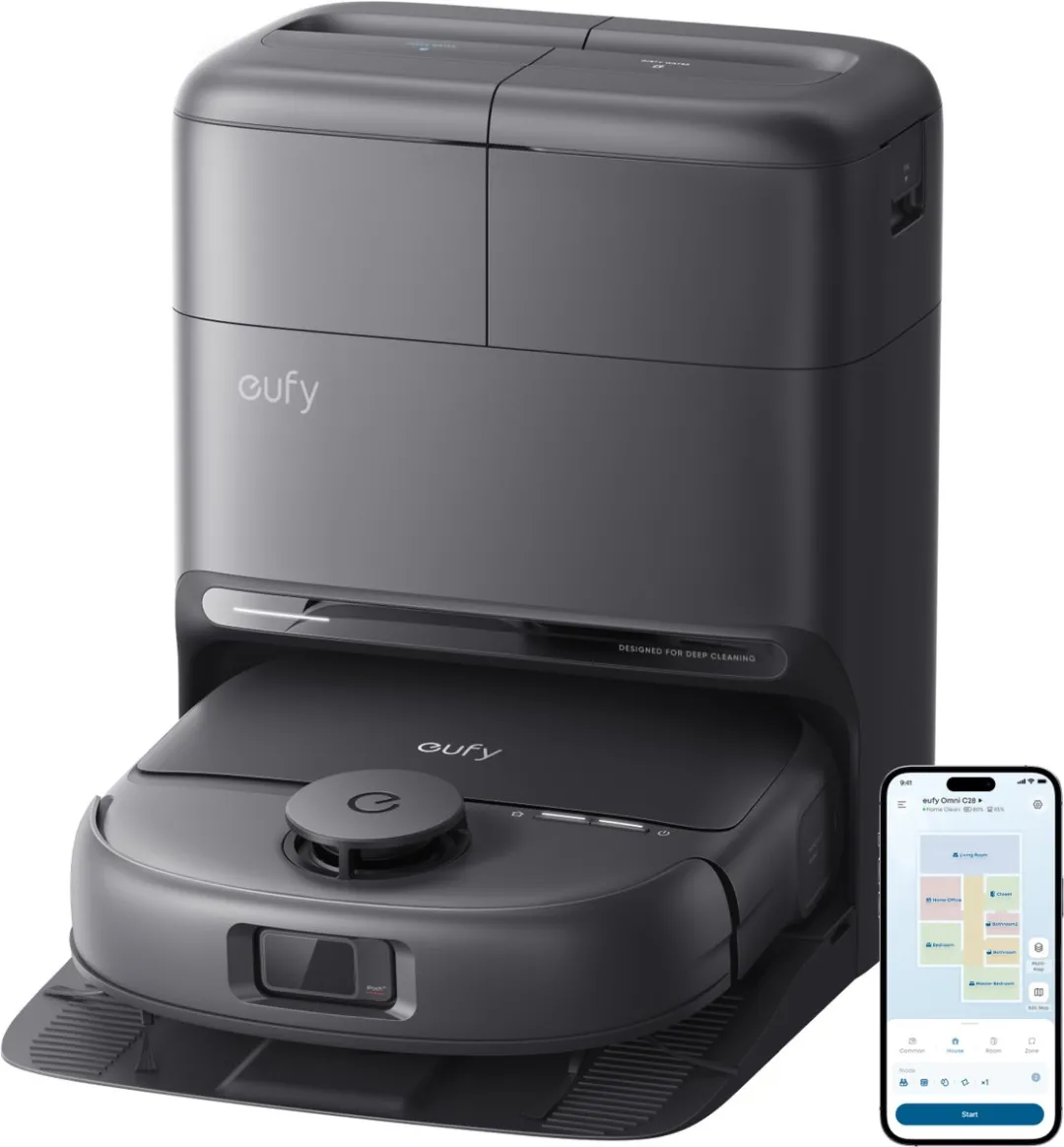 Eufy Omni C28 Robotstofzuiger & Dweil - 15.000 Pa - Zwart