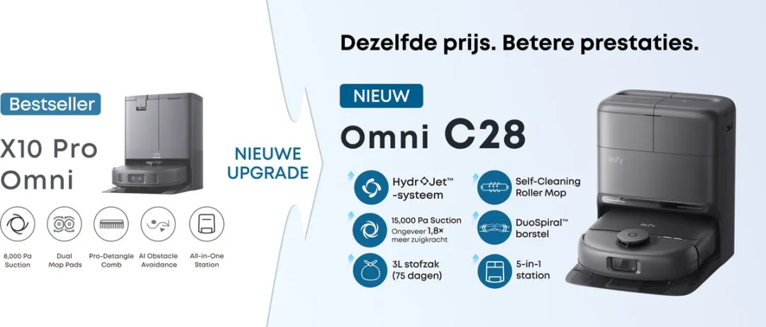 Eufy Omni C28 Robotstofzuiger & Dweil - 15.000 Pa - Zwart