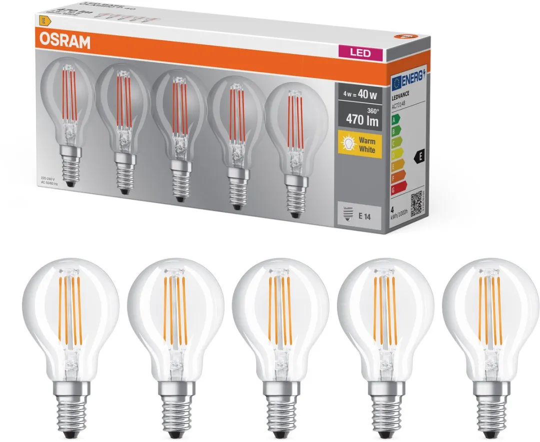 Osram E14 Kogel 4W Warmwit - 5 Stuks