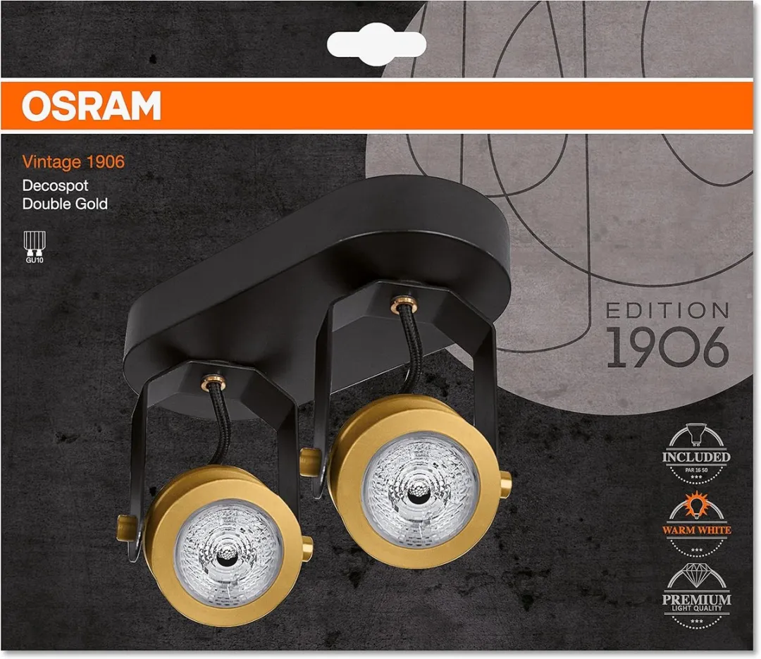 Osram Vintage 1906 Plafondverlichting GU10 - 2x 6,1W - Goud