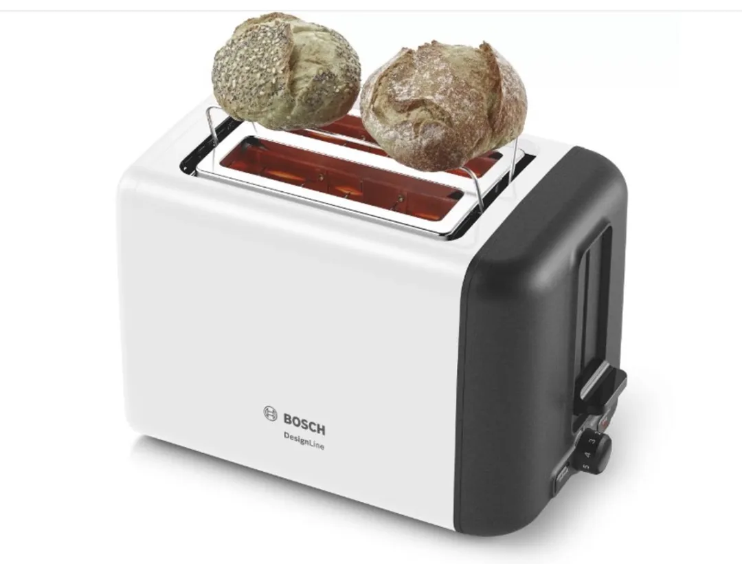 Bosch DesignLine TAT3P421 Broodrooster 2 Snacks - 970W - Wit/Zwart