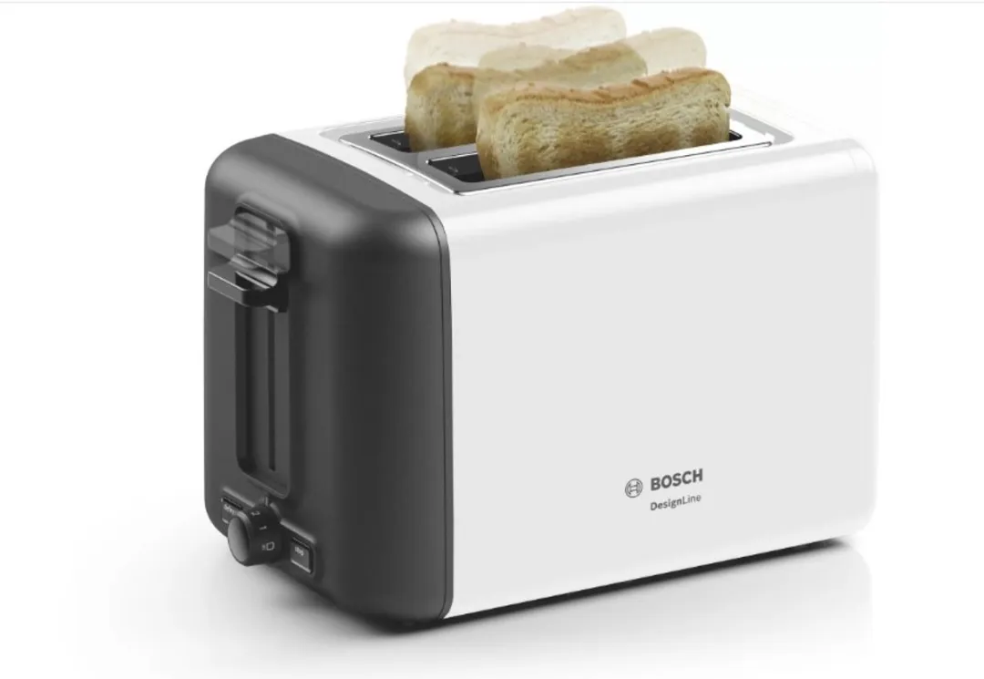 Bosch DesignLine TAT3P421 Broodrooster 2 Snacks - 970W - Wit/Zwart - afbeelding 6 van 6