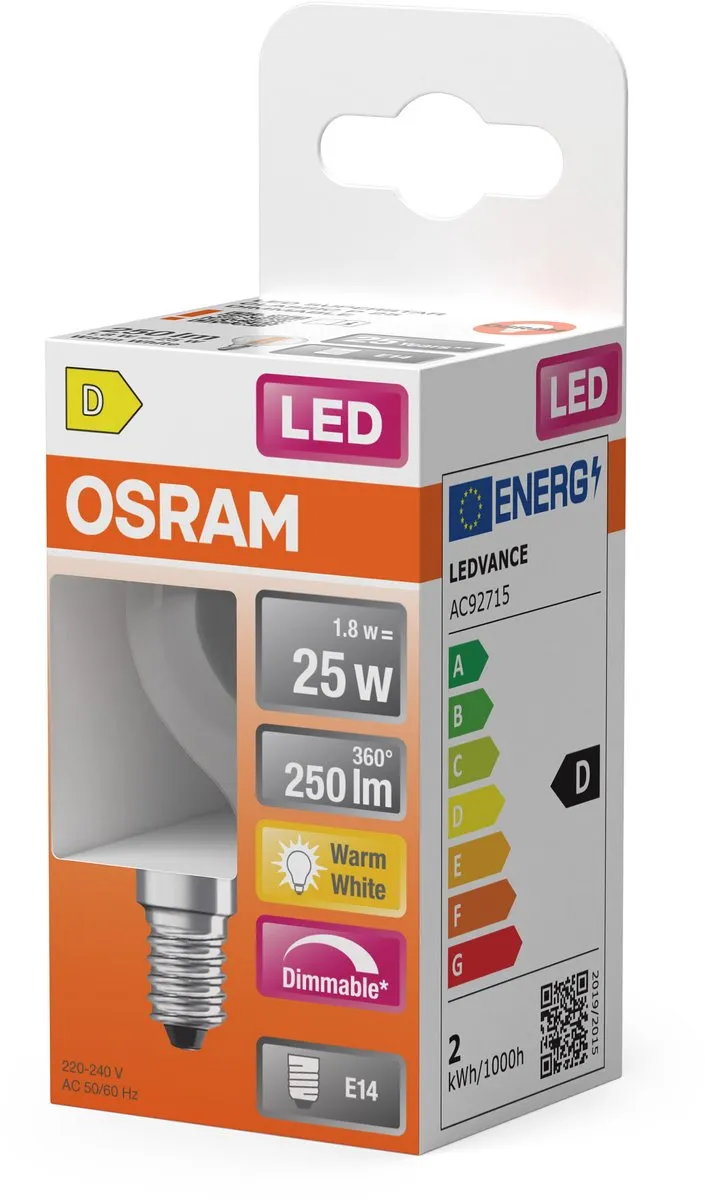 Osram LED Superstar P25 Globe Filament 1,8W - 250lm - E14 - Helder