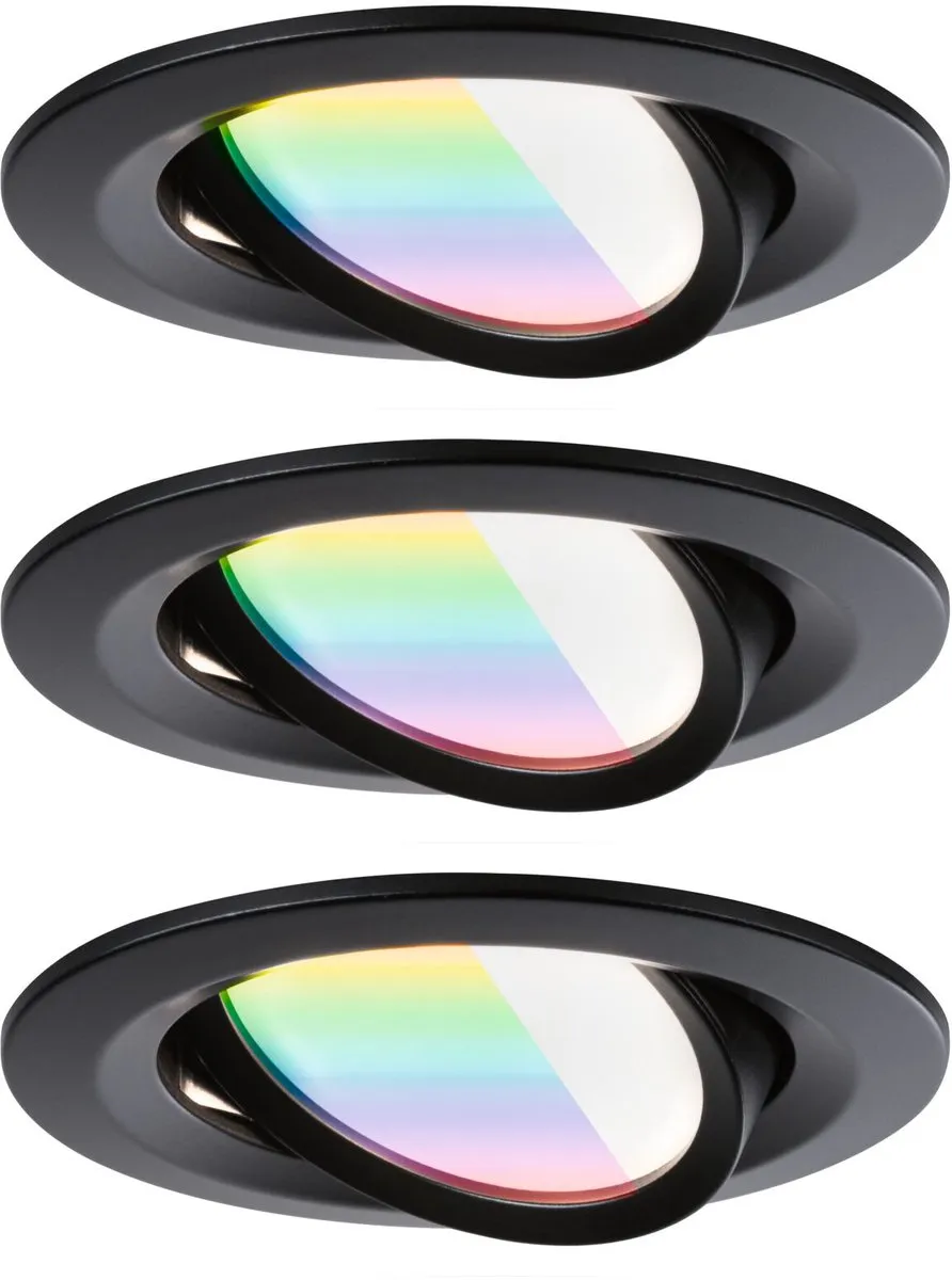 Paulmann Nova Coin LED Inbouwlamp 84mm RGBW+ 3x6W - Zwart mat