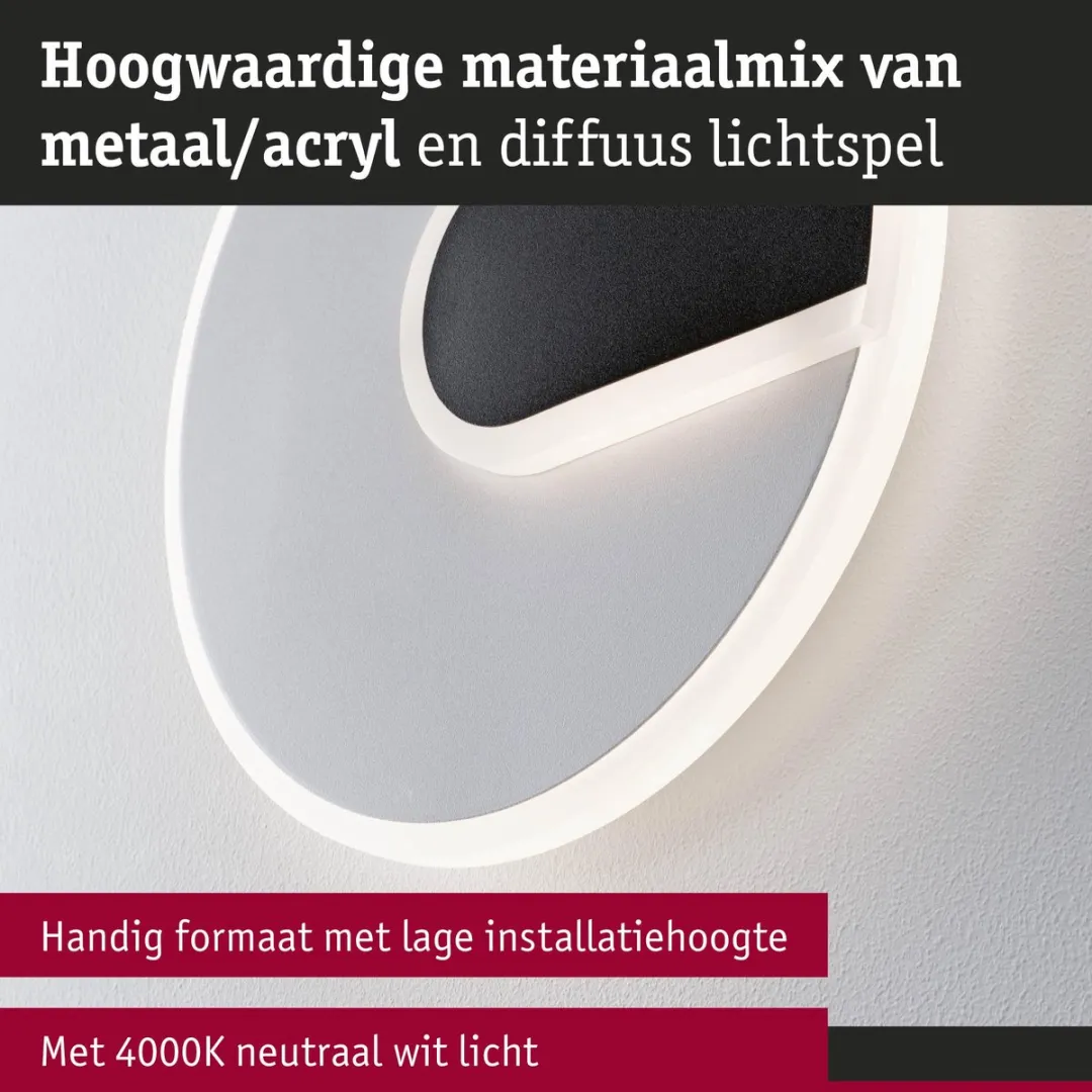Paulmann LED-wandlamp 2Form 4000K 1210lm - Wit/Zwart - afbeelding 6 van 6