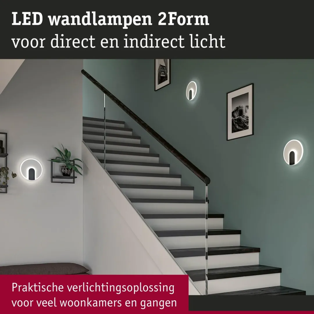 Paulmann LED-wandlamp 2Form 4000K 1210lm - Wit/Zwart
