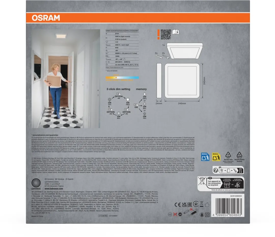 Osram Orbis Quickfix LED Plafondlamp 20W 3000K - Wit