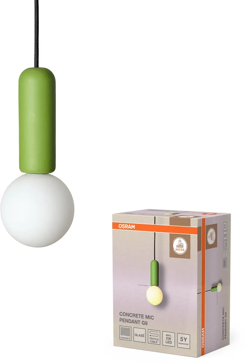 Osram Decor Beton Mic Hanglamp G9 100mm - Groen