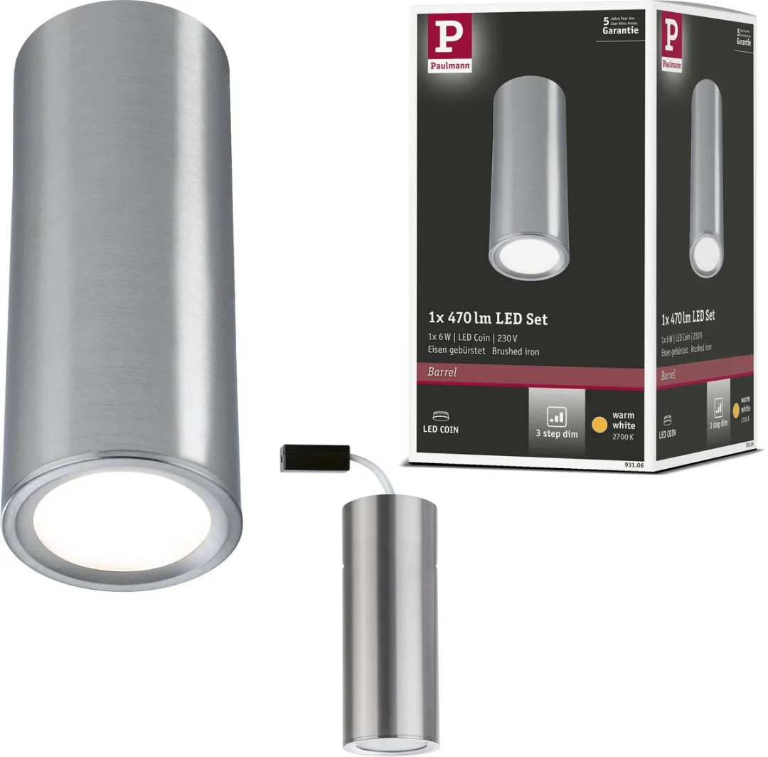 Paulmann LED Plafondlamp Barrel 2700K 470lm 6W