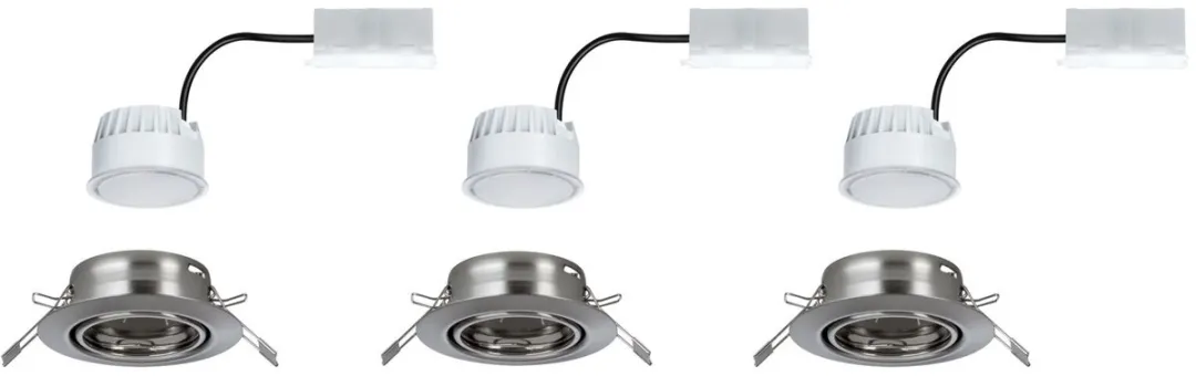 Paulmann Base Coin Basisset LED-inbouwlamp 3x5W 370lm 3000K - Staal geborsteld - afbeelding 6 van 6