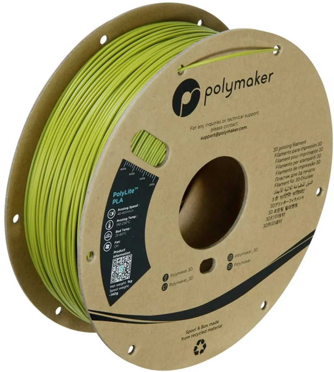 Polymaker PolyLite PLA Filament 1.75mm 1kg - Olive Green