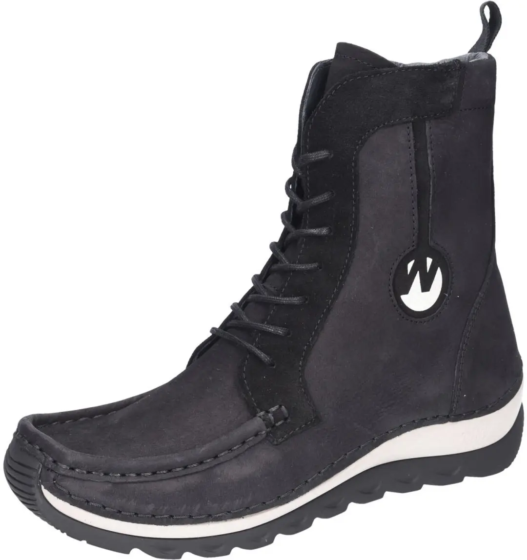 Wolky Hoge veterschoenen Ocean zwart nubuck