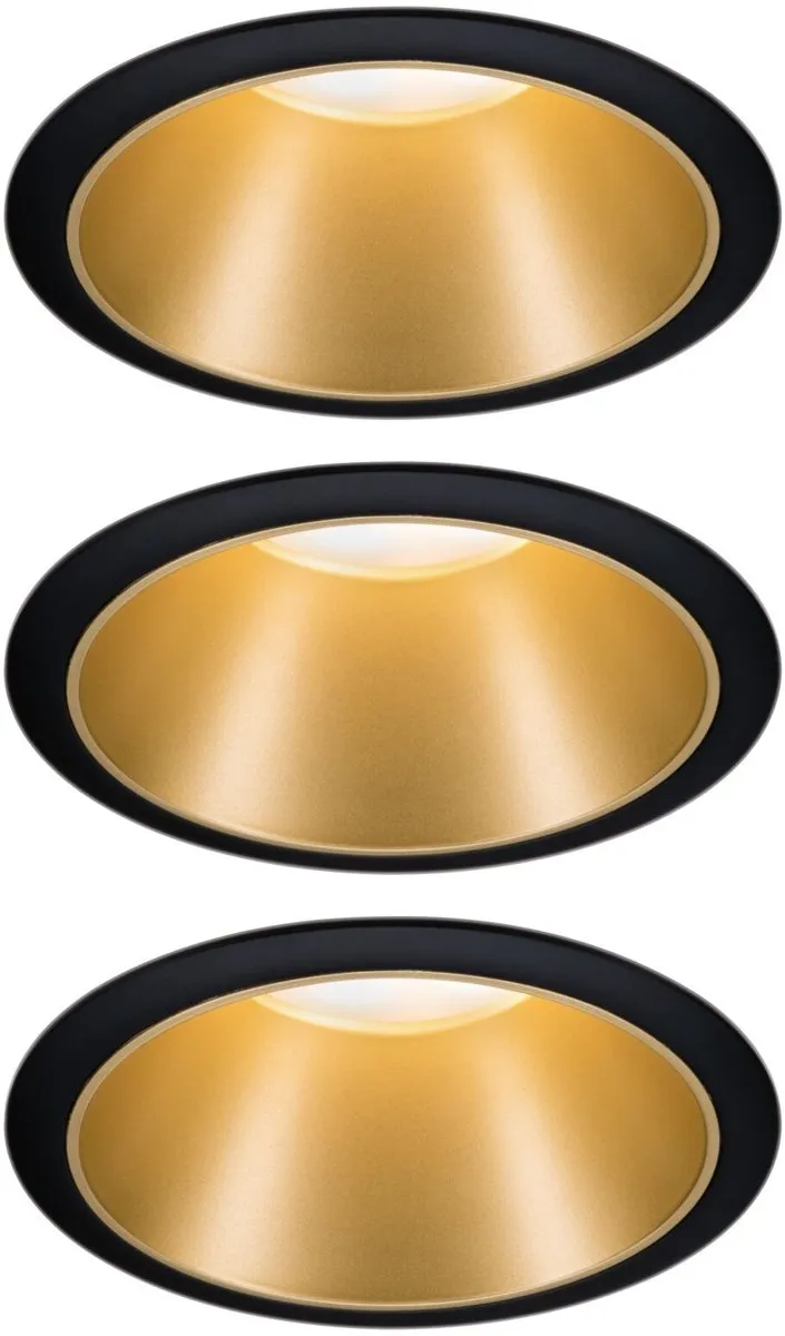 Paulmann Smart Home Zigbee 3.0 LED-inbouwlamp Cole 3x6W - 3x470lm - Zwart mat/Goud