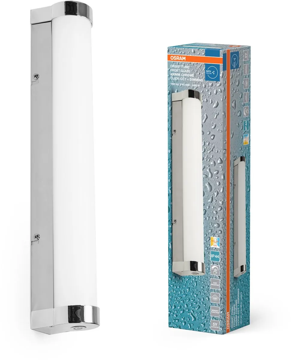 Osram Orbis Tube Frost Glass 40cm LED Wandlamp - 9W 900lm - Chroom