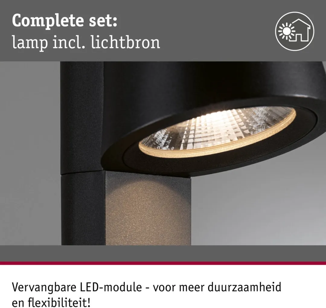 Paulmann Caissa LED Bolderlamp Schemergestuurd - 9W 700lm 3000K IP44 Antraciet - afbeelding 6 van 6