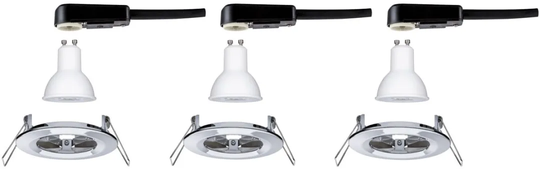 Paulmann Nova Basisset LED-inbouwlamp 3x6,5W 460lm 2700K - Chroom - afbeelding 6 van 6
