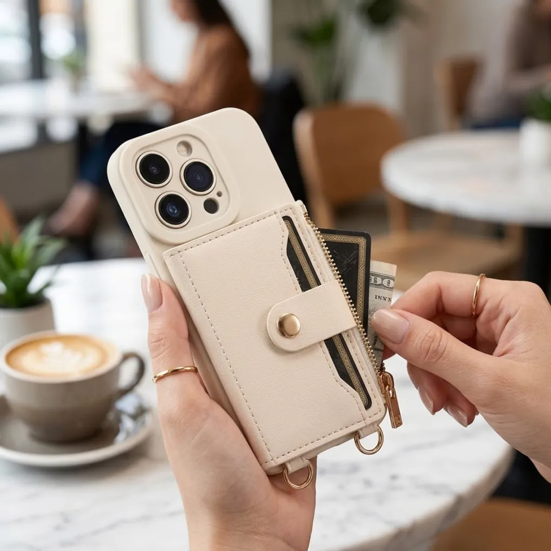 NUVEX iPhone 16 Pro Hoesje met Portemonnee - Beige