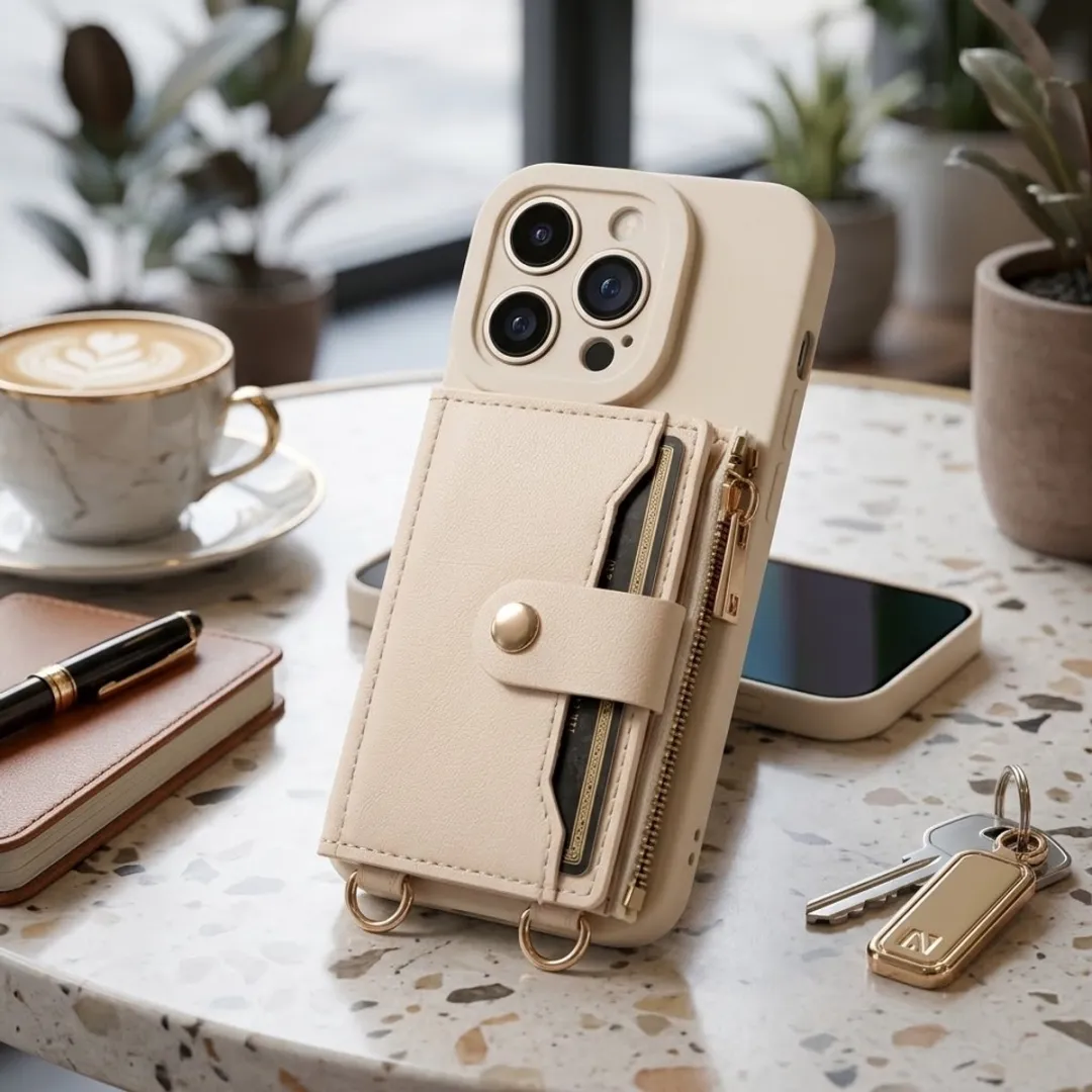 NUVEX iPhone 16 Pro Hoesje met Portemonnee - Beige