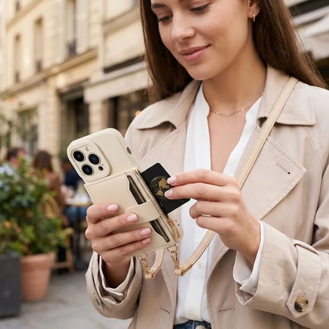 NUVEX iPhone 16 Pro Hoesje met Portemonnee - Beige