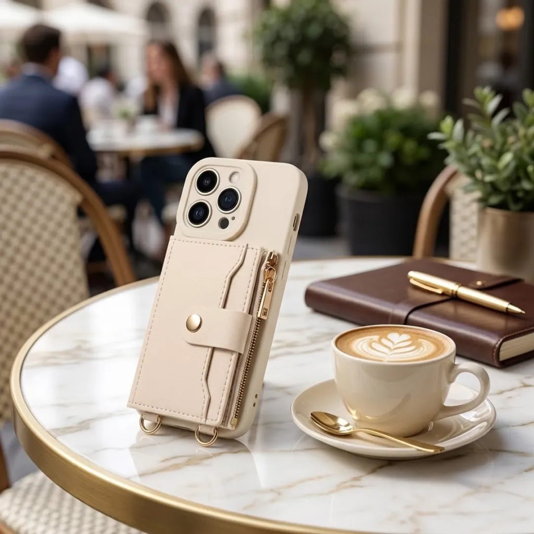 NUVEX iPhone 16 Pro Hoesje met Portemonnee - Beige