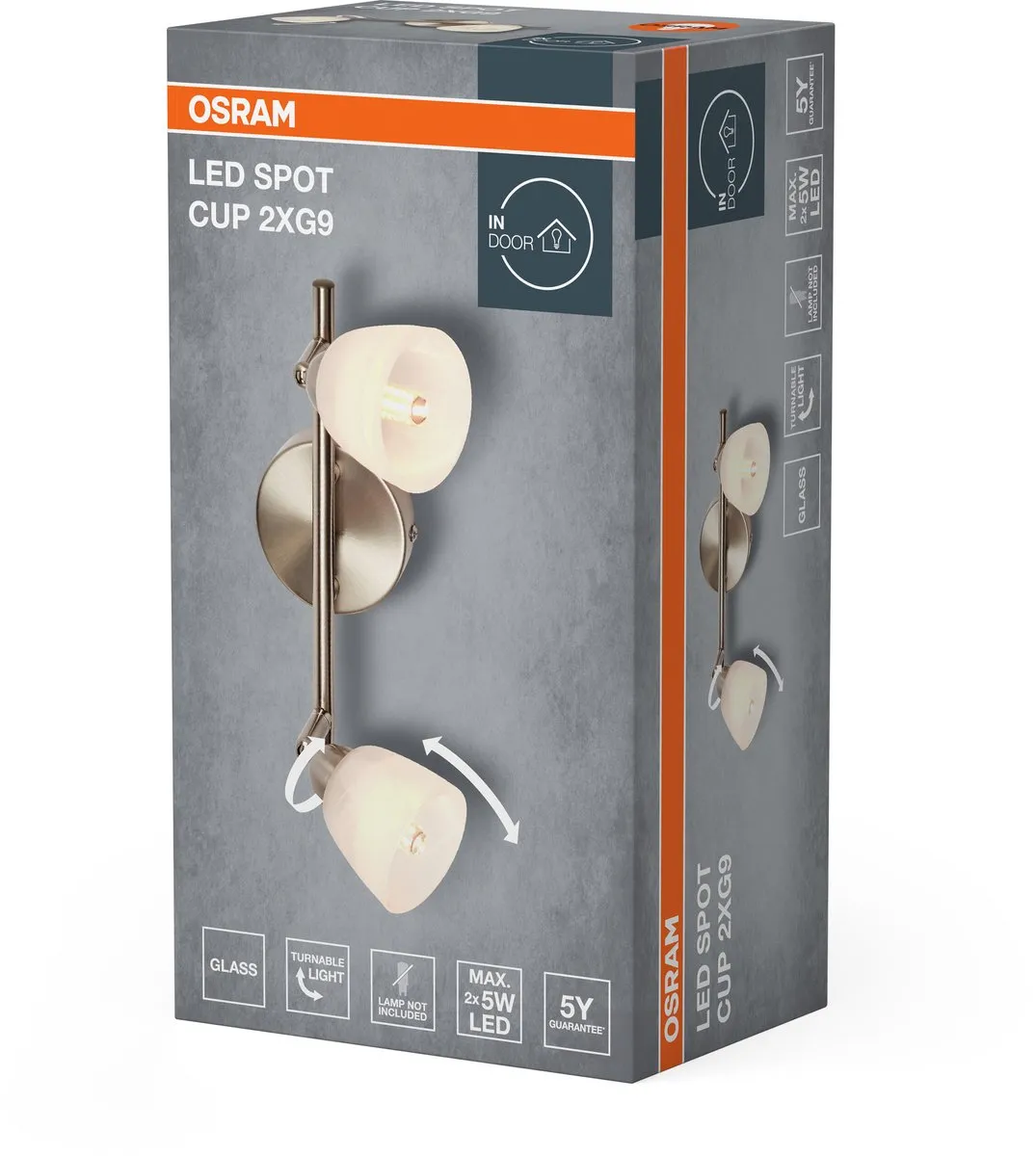 Osram Spot Cup Opbouwarmatuur 2xG9 - Geborsteld nikkel