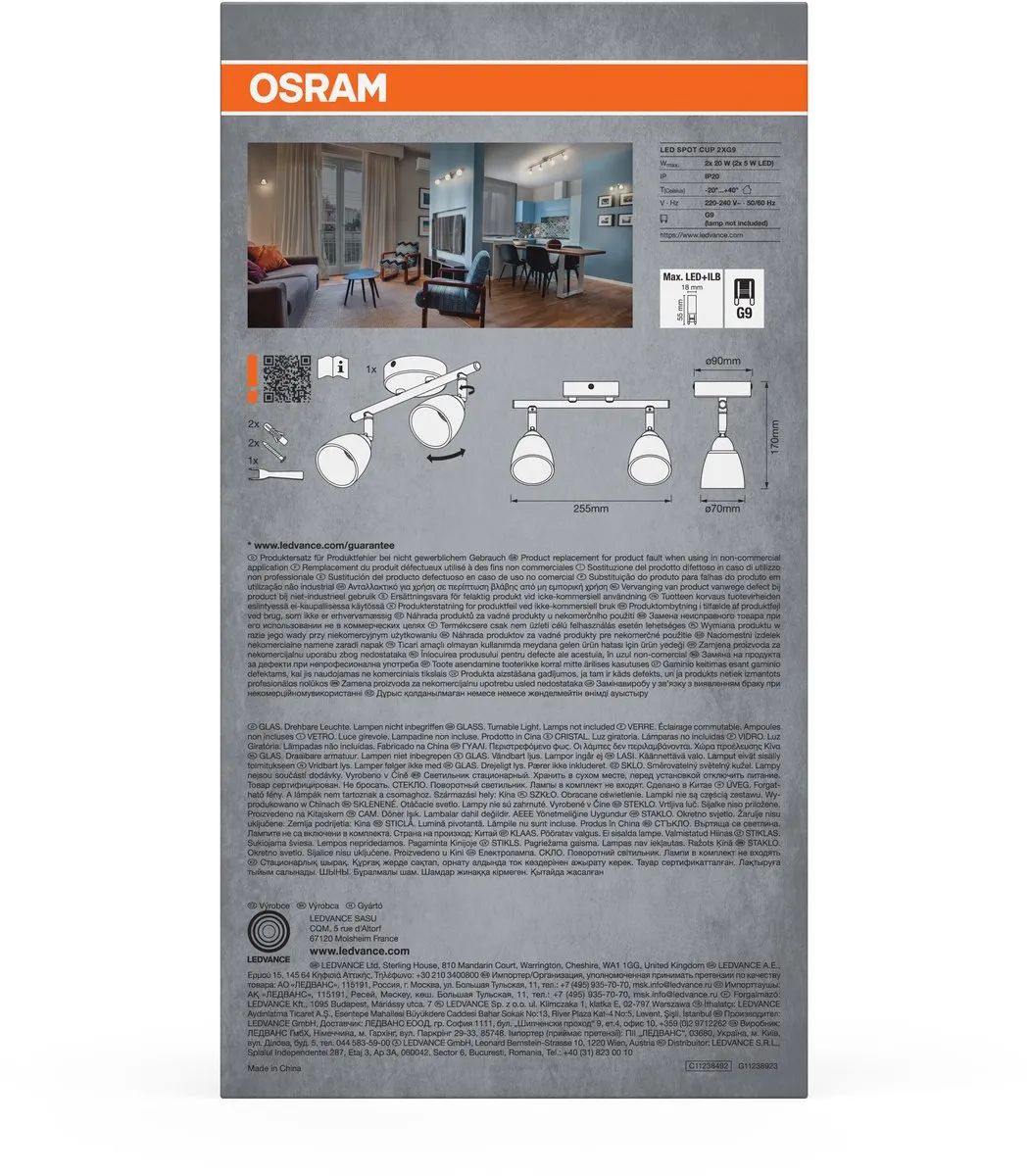 Osram Spot Cup Opbouwarmatuur 2xG9 - Geborsteld nikkel
