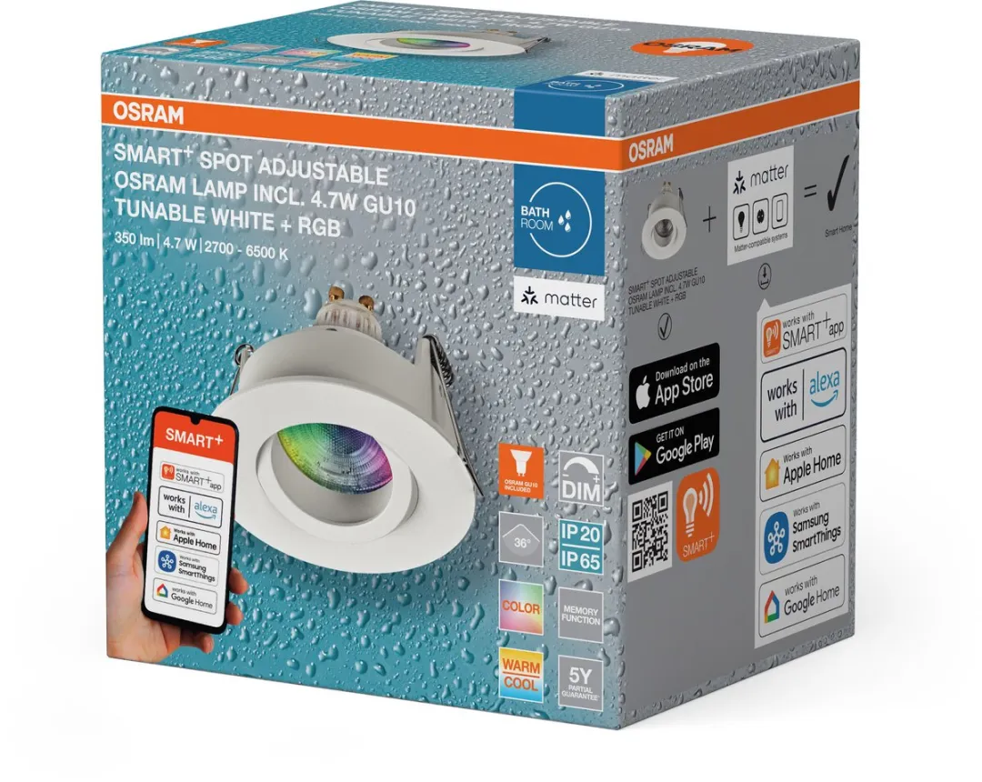 Osram Smart+ Matter Spot LED Inbouwspot IP65 RGBW 4,7W - Set van 3
