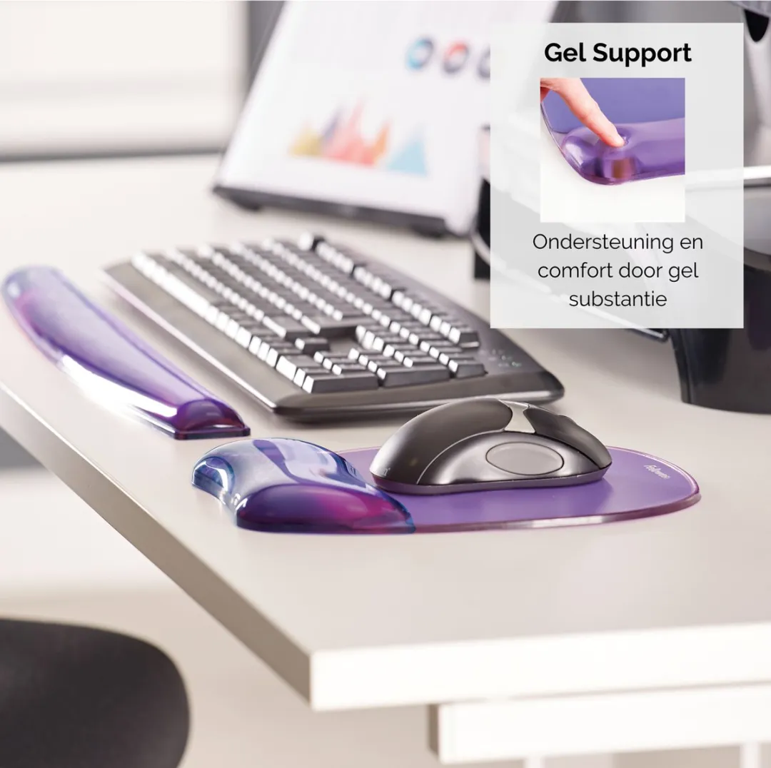 Fellowes Crystals Gel Muismat met Polssteun - Paars