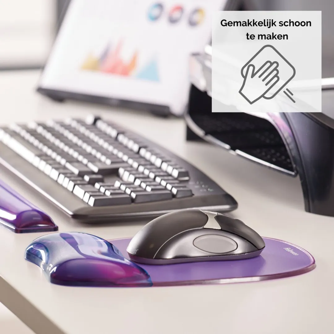 Fellowes Crystals Gel Muismat met Polssteun - Paars