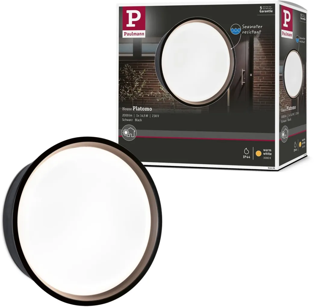 Paulmann Platomo LED Wandarmatuur Buiten 14,5W 1200lm - Zwart