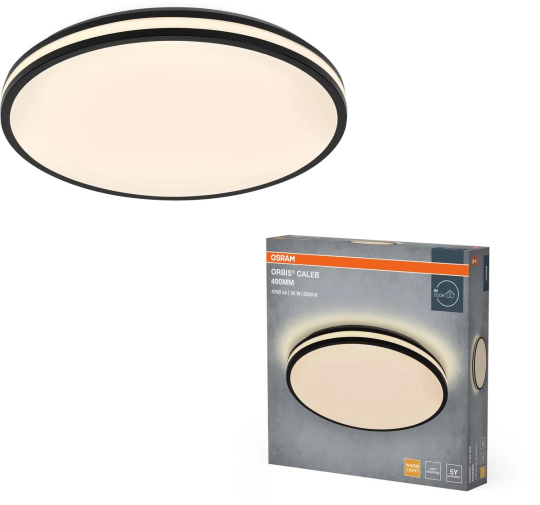 Osram Orbis Caleb LED Plafondlamp 490mm - 36W Warm Wit - Zwart