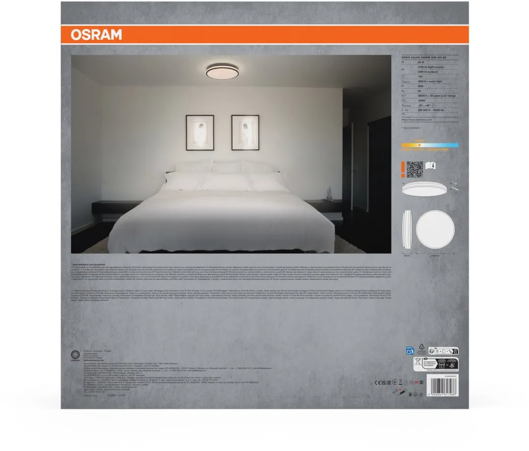 Osram Orbis Caleb LED Plafondlamp 490mm - 36W Warm Wit - Zwart
