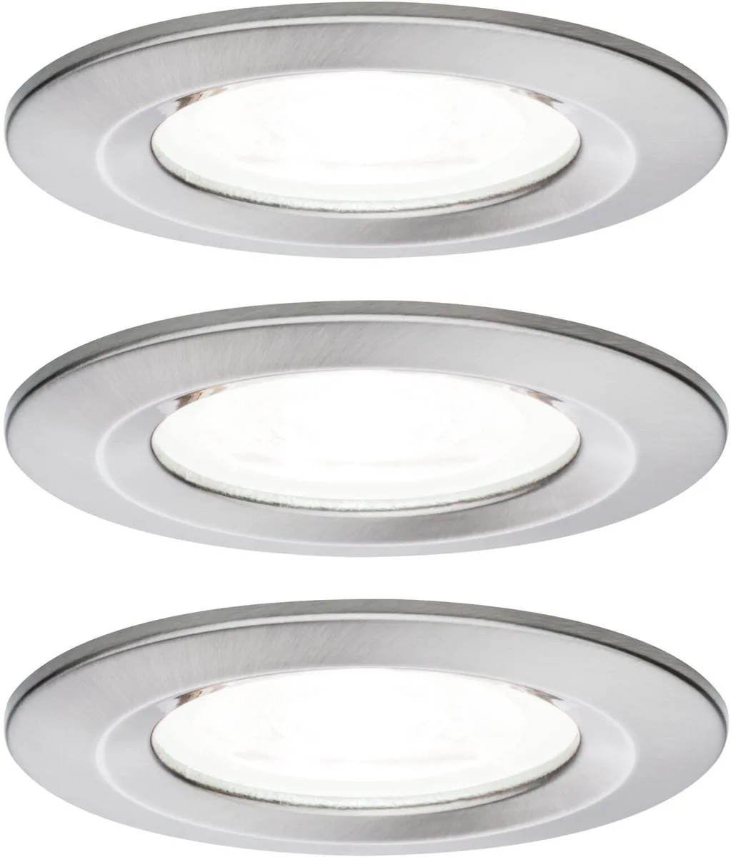 Paulmann Nova Basisset LED-inbouwlamp IP44 GU10 3x6,5W 470lm 4000K - Staal geborsteld