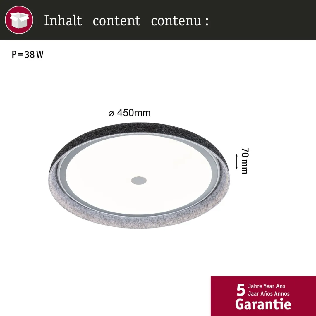 Paulmann Zarina LED Plafondlamp 34W - 3400lm 2700K Antraciet