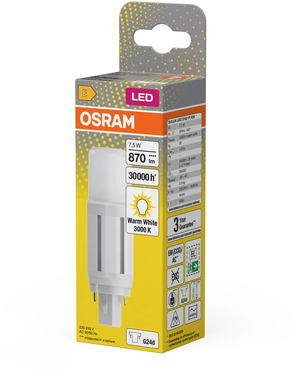 Osram LED-lamp G24d 7.5W Warmwit - 3000K
